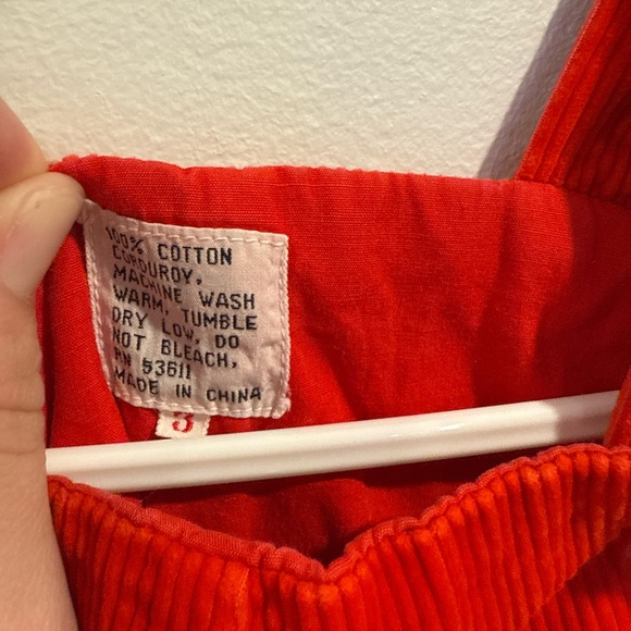Vintage Red Corduroy Kids Overalls - Picture 3 of 3
